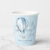 Omhoog en weg! Blauwe heteluchtballon Baby shower Papieren Bekers (Achterkant)