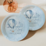 Omhoog en weg! Blauwe heteluchtballon Baby shower Papieren Bordje<br><div class="desc">Dit is een Up and Away! Blauwe Hete Luchtballon Baby shower Papieren Borden!</div>