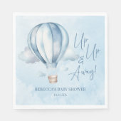 Omhoog en weg! Blauwe heteluchtballon Baby shower Servet (Voorkant)
