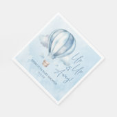 Omhoog en weg! Blauwe heteluchtballon Baby shower Servet (Hoek)