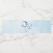 Omhoog en weg! Blauwe heteluchtballon Baby shower Waterfles Etiket (Enkel label)
