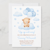 Omhoog en weg Blue Balloon Boy Baby shower Kaart (Voorkant)