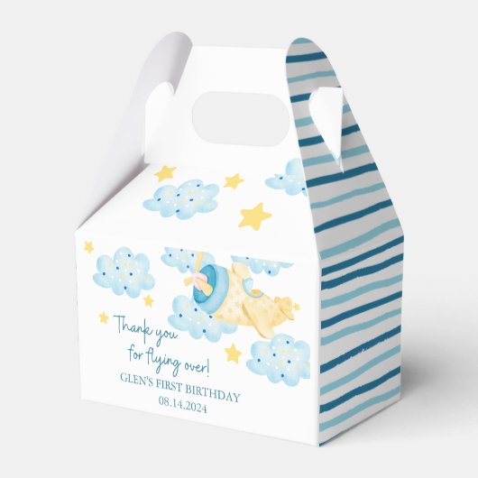 Omhoog en weg Geel Blauw Vliegtuig Favor Box Bedankdoosjes (Voorkant Zijde)
