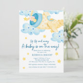 Omhoog en weg Geel Vliegtuig Baby Jongen Douche Kaart (Staand voorkant)