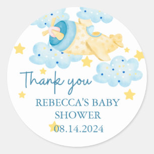 Omhoog en weg geel vliegtuig dank u ronde sticker