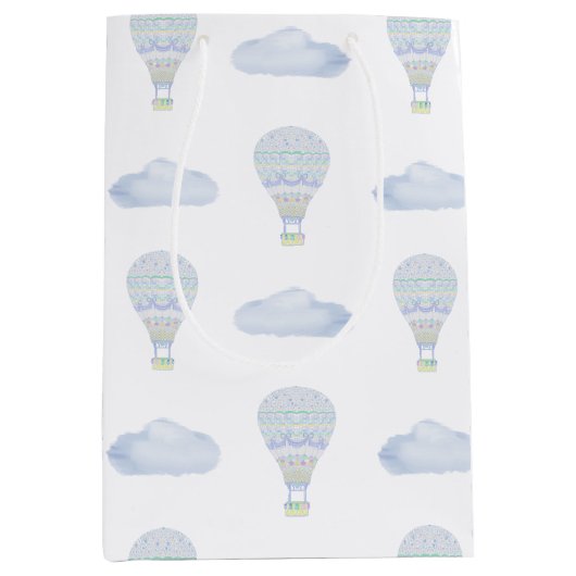 Omhoog en weg Hete Luchtballon Baby shower Medium Cadeauzakje (Voorkant)