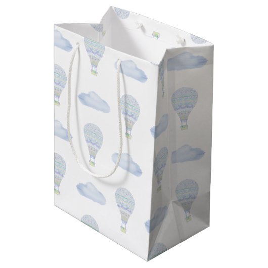 Omhoog en weg Hete Luchtballon Baby shower Medium Cadeauzakje (Achterkant Gekanteld)