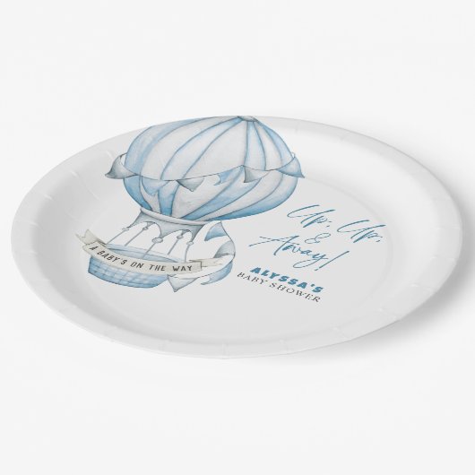 Omhoog en weg Hete Luchtballon Baby shower Papieren Bordje (Gekanteld)