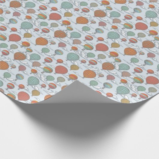 Omhoog en weg Hete Luchtballon Cadeaupapier (Hoek)