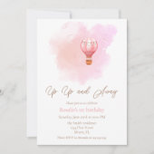 Omhoog en weg hete luchtballon eerste verjaardag m kaart (Voorkant)