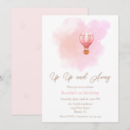 Omhoog en weg hete luchtballon eerste verjaardag m kaart