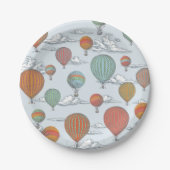 Omhoog en weg  Hete Luchtballon Papieren Bordje (Voorkant)