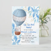 Omhoog en weg jongen hete luchtballon olifant kaart (Staand voorkant)