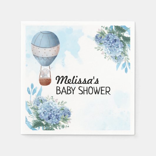 Omhoog en weg Olifant Hete Luchtballon Douane Servet (Voorkant)