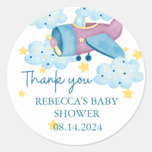 Omhoog en weg Paarse Vliegtuig Dank u Ronde Sticker