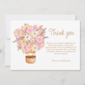 Omhoog en weg Roze Bloemenballon Baby shower Bedankkaart (Voorkant)