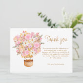 Omhoog en weg Roze Bloemenballon Baby shower Bedankkaart (Staand voorkant)