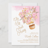 Omhoog en weg Roze Bloemenballon Baby shower Kaart (Voorkant)