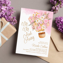 Omhoog en weg Roze Bloemenballon Baby shower