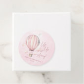 Omhoog en weg! Roze Hete Luchtballon Baby shower Bedankjes Labels (In situ)