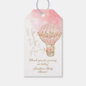 Omhoog en weg Roze Hete Luchtballon Baby shower Cadeaulabel (Voorkant)
