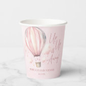 Omhoog en weg! Roze Hete Luchtballon Baby shower Papieren Bekers (Achterkant)