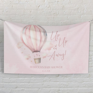 Omhoog en weg! Roze Hete Luchtballon Baby shower Spandoek