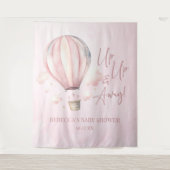 Omhoog en weg! Roze Hete Luchtballon Baby shower Wandkleed (Voorkant)