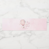 Omhoog en weg! Roze Hete Luchtballon Baby shower Waterfles Etiket (Enkel label)