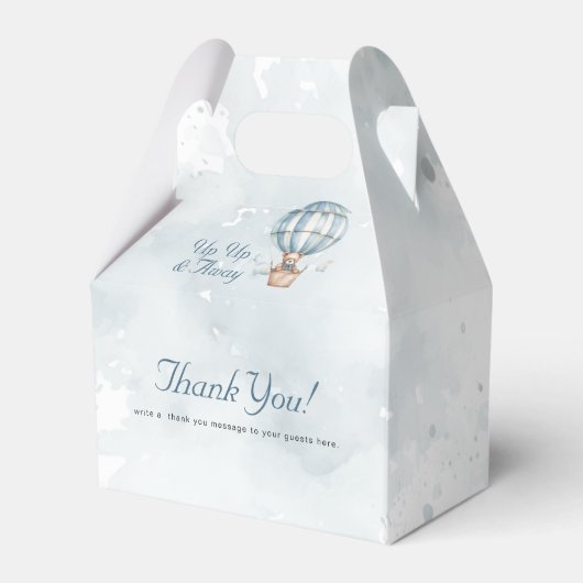 Omhoog en weg! Teddy Bear Balloon Baby shower Bedankdoosjes (Achterkant)