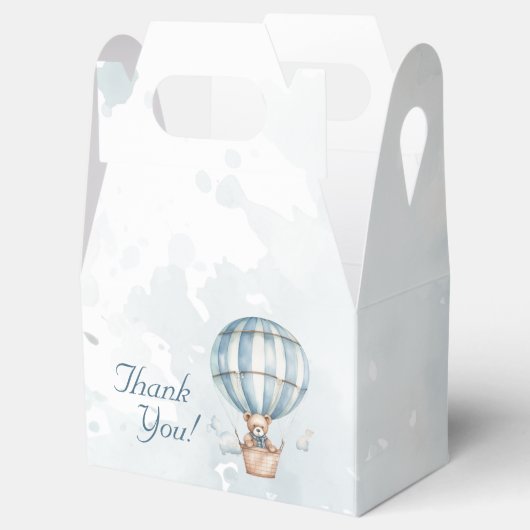 Omhoog en weg! Teddy Bear Balloon Baby shower Bedankdoosjes (Geopend)