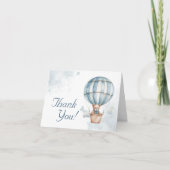 Omhoog en weg! Teddy Bear Balloon Baby shower Bedankkaart (Voorkant)