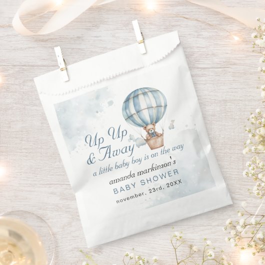 Omhoog en weg! Teddy Bear Balloon Baby shower Bedankzakje (Geknipt)