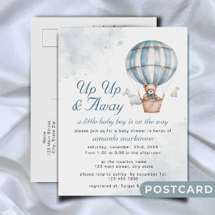 Omhoog en weg! Teddy Bear Balloon Baby shower Briefkaart