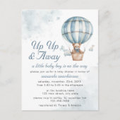 Omhoog en weg! Teddy Bear Balloon Baby shower Briefkaart (Voorkant)