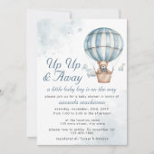 Omhoog en weg! Teddy Bear Balloon Baby shower Kaart (Voorkant)