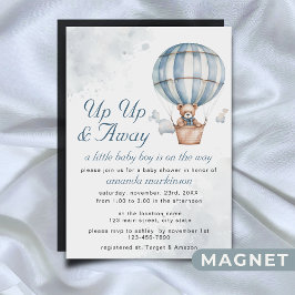 Omhoog en weg! Teddy Bear Balloon Baby shower Magnetische Uitnodiging