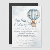 Omhoog en weg! Teddy Bear Balloon Baby shower Magnetische Uitnodiging (Voorkant / Achterkant)
