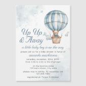 Omhoog en weg! Teddy Bear Balloon Baby shower Magnetische Uitnodiging (Voorkant)