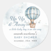 Omhoog en weg! Teddy Bear Balloon Baby shower Ronde Sticker (Voorkant)