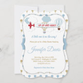 Omhoog en weg! Uitnodiging voor baby shower (Voorkant)