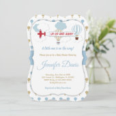 Omhoog en weg! Uitnodiging voor baby shower (Staand voorkant)