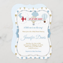 Omhoog en weg! Uitnodiging voor baby shower