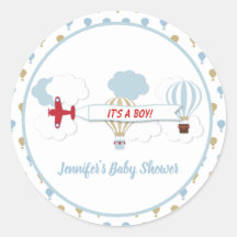 Omhoog en weg/ Vliegtuig Baby shower Stickers