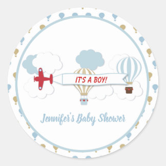 Omhoog en weg/ Vliegtuig Baby shower Stickers
