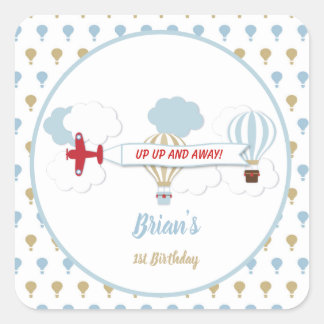 Omhoog en weg / Vliegtuig Verjaardag Stickers