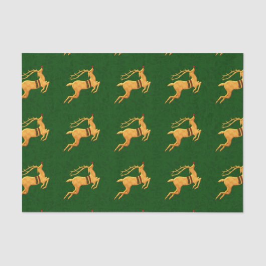 Omhoog in de groene en de gouden rendiermachine tissuepapier (Voorkant)