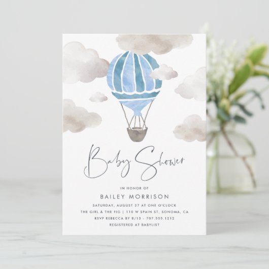 Omhoog in de lucht | Baby shower heteluchtballon Kaart (Staand voorkant)