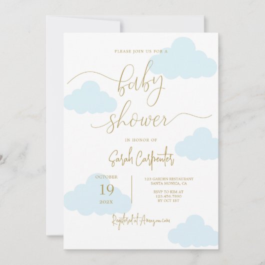 Omhoog in de wolken Baby shower Boy Kaart (Voorkant)