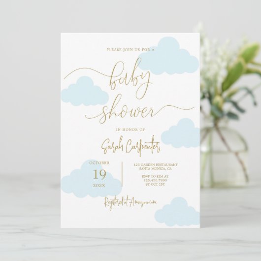 Omhoog in de wolken Baby shower Boy Kaart (Staand voorkant)